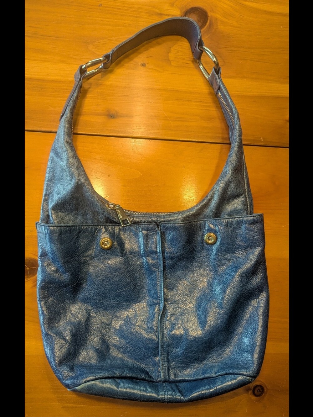 Hobo International Blue Leather Shoulder Slouch Bag